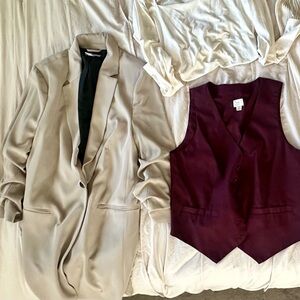 Assortment women’s clothing Burgundy Vest and Cream Blazer